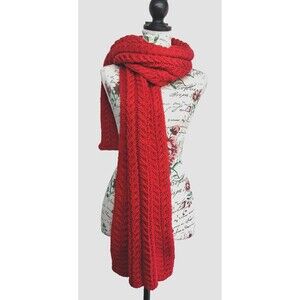 New JC Penney Red Cable Knit Chunky Winter Scarf Women One Size Christmas Winter